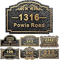 Vista 45 de Placa personalizada de dirección de casa de 12 pulgadas, números fundidos para exteriores, placa de señal de dirección personalizada con nombre