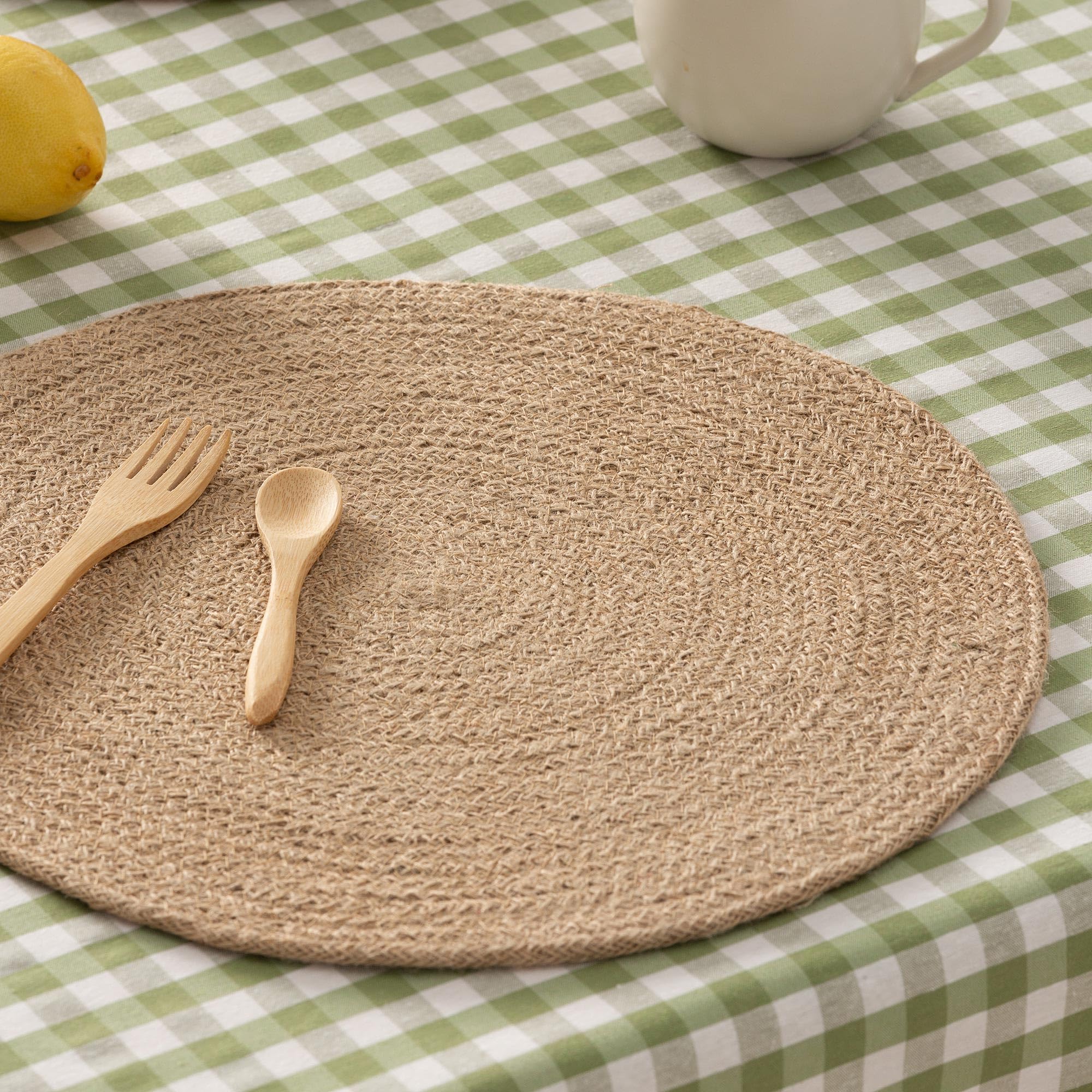 Image secondaire de Lot de 4 sets de table ronds en jute naturel fait main - 38 cm