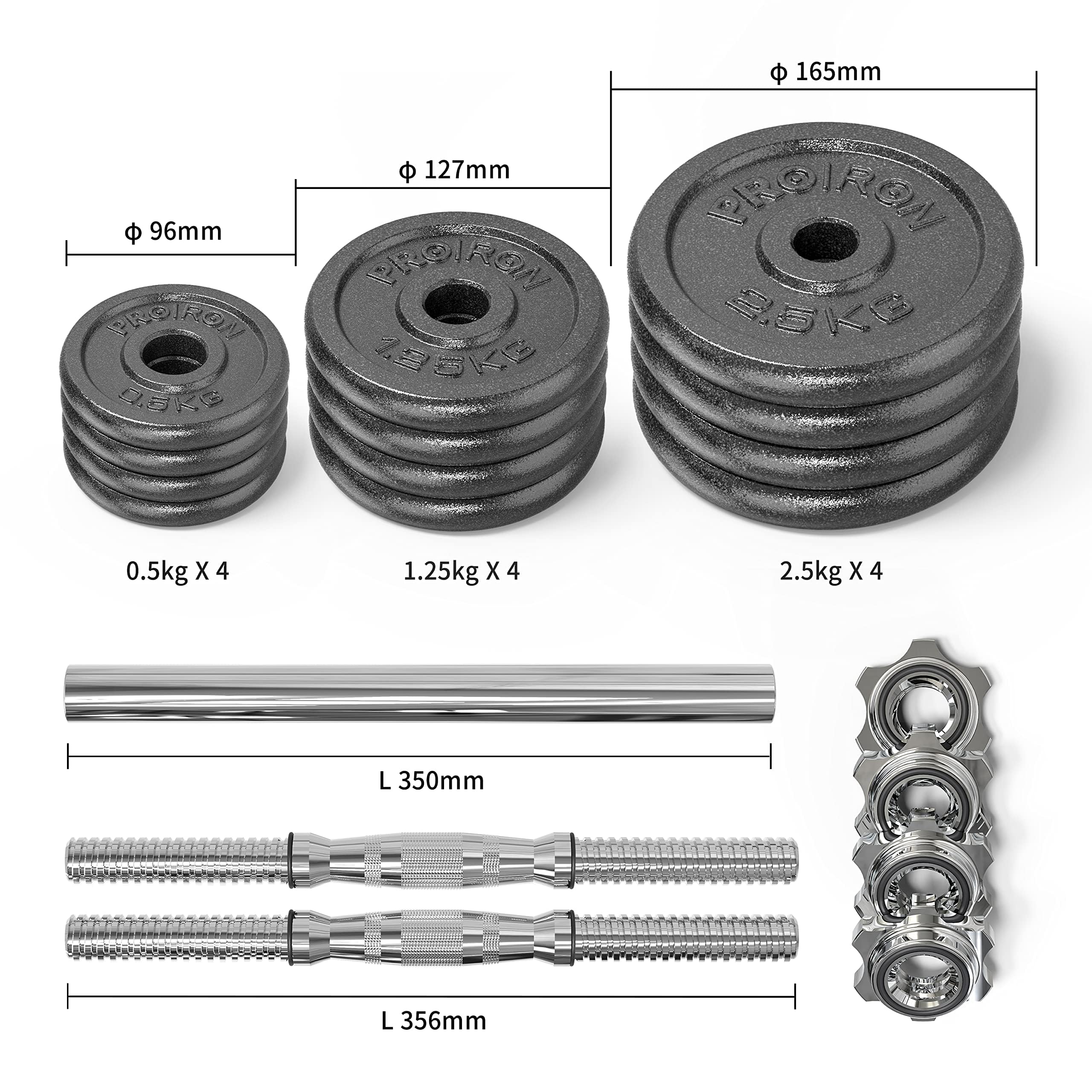 PROIRON Hltère en Fonte,20/30KG Kit D'haltères Réglables, Haltère Musculation pour Bras, Épaules, Dos, Poitrine, Abdomen