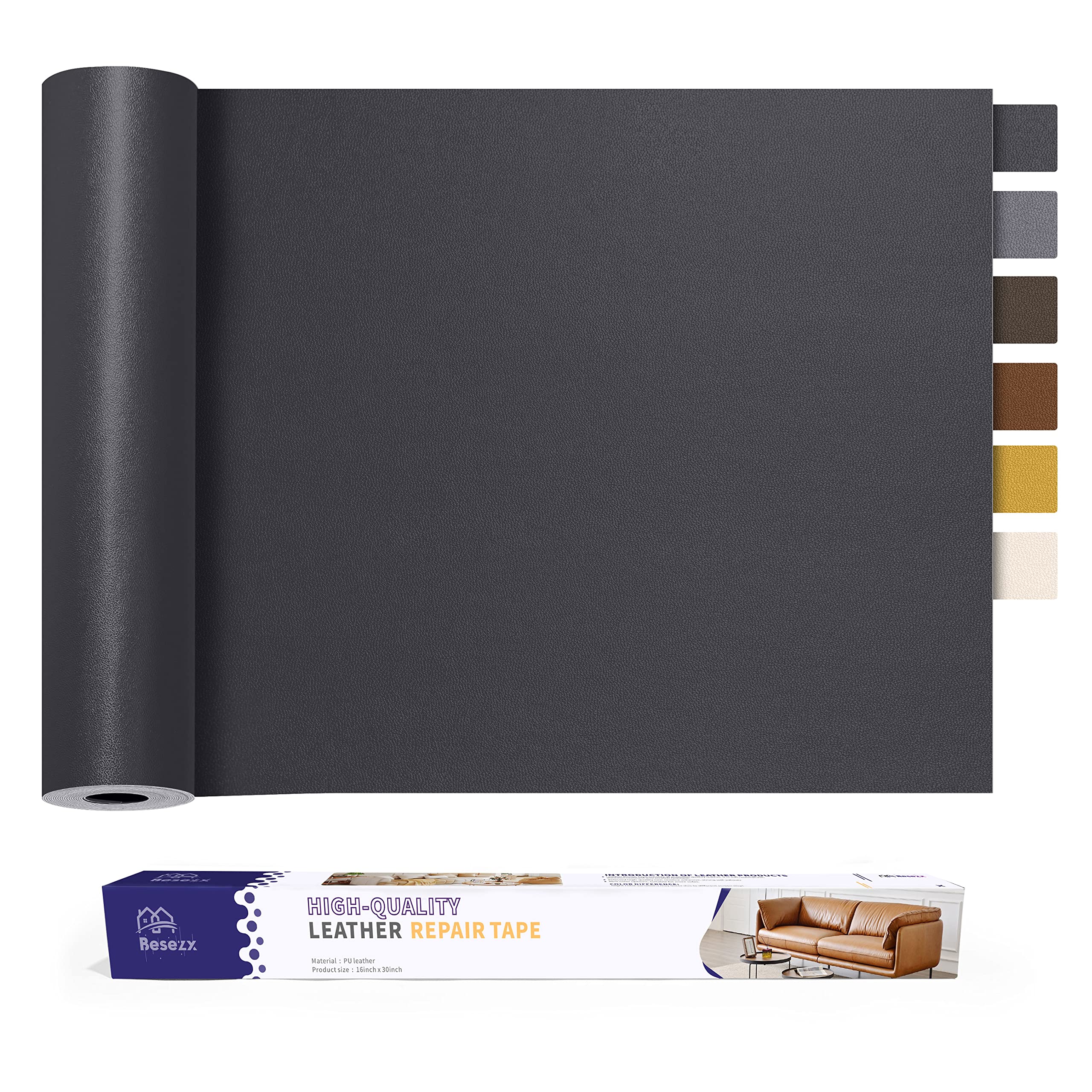 Leather Repair Patch Tape Kit, Self Adhesive Leather Repair for Furniture, Couch, Sofa, Car Seats,Office Chair,Vinyl Repair Kit.30inx16in