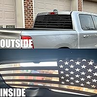 Vista 3 de Calcomanía para ventana trasera de la bandera estadounidense para camiones y SUV (66 x 17 pulgadas), calcomanía negra de la bandera de la antigua