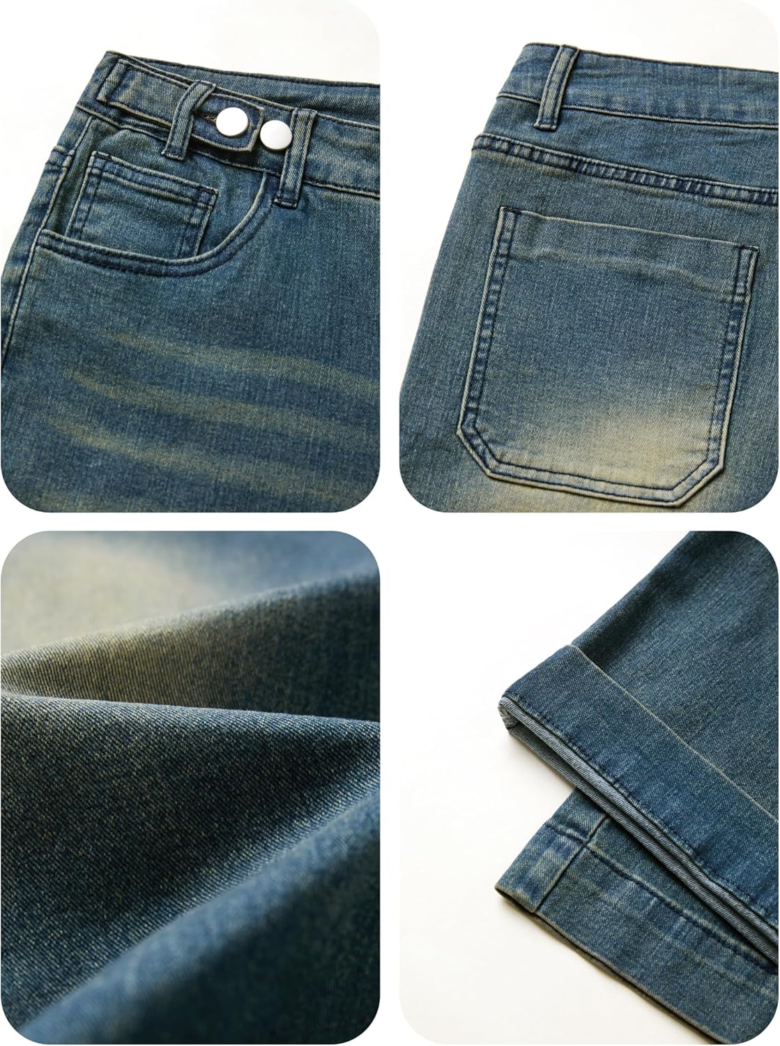 EMMIOL Mid-Low Rise Baggy Jeans for Women, Straight Leg Vintage Boyfriend Jeans with Distressed Details