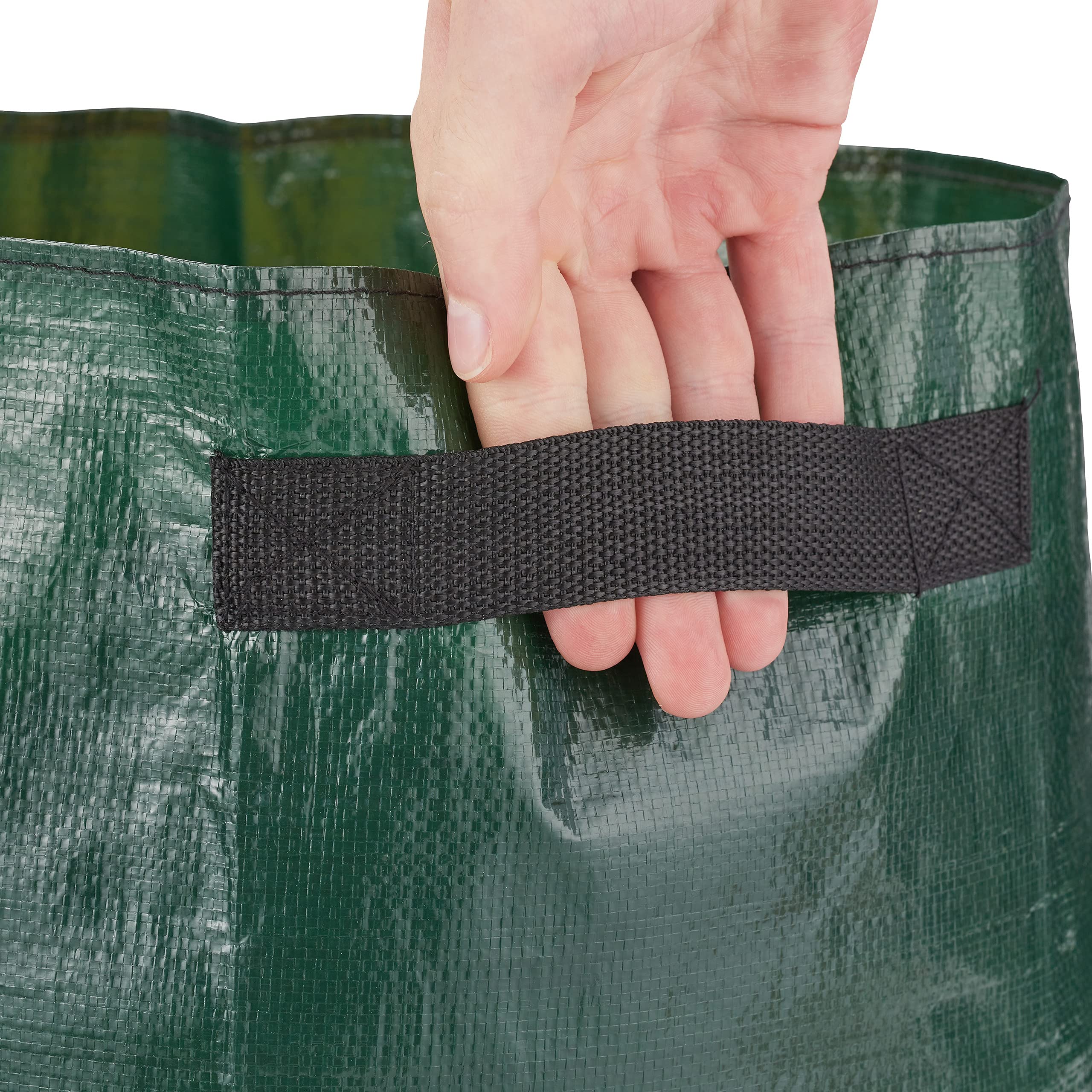 Relaxdays Sac de Plantation en Lot de 3, avec Fond perforé, 2 poignées, en Plastique, H x D : 44 x 33 cm, Vert foncé