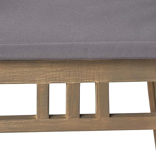 Miniatura 5 de Nola Sillas de comedor de madera para exteriores (juego de 2) con cojines (juego de 2), acabado gris oscuro y gris