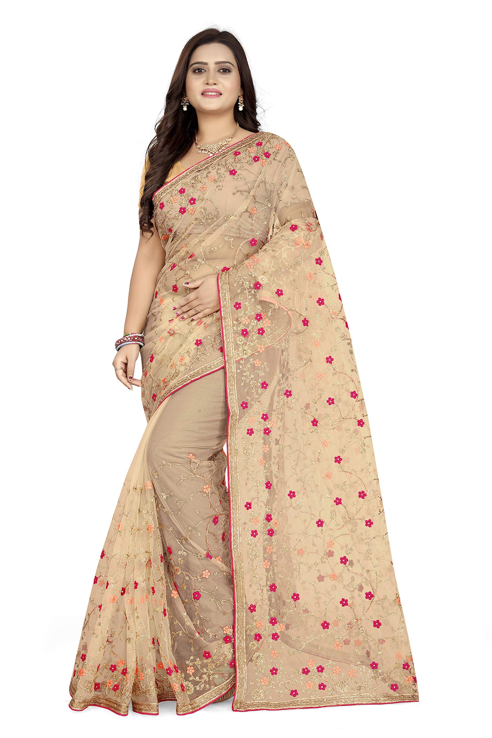 Arriva Fab net with blouse piece Saree