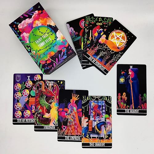 Miniatura 4 de Baraja de tarot de cuento de hadas con guía – Juego de 78 cartas con arcanos mayores y menores, diseño floral, ideal para principiantes