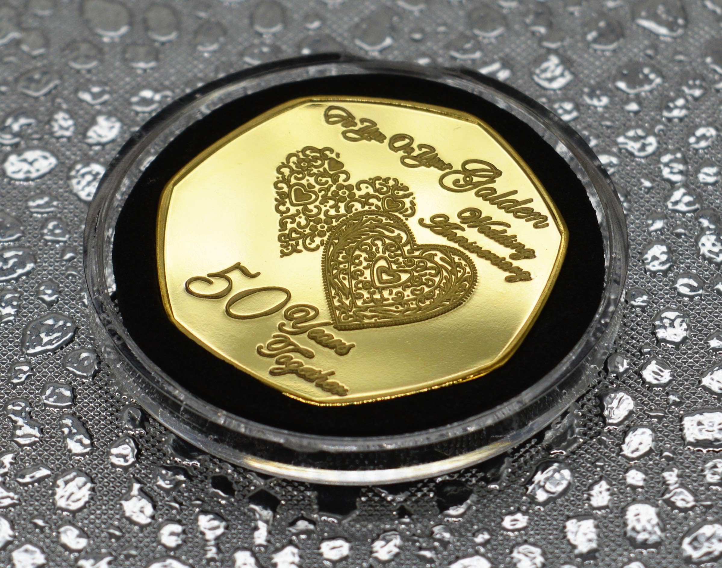 The Commemorative Coin Company 50th GOLDEN WEDDING ANNIVERSARY 24ct Gold Commemorative in capsule. Gift/Present. 50 Years Together