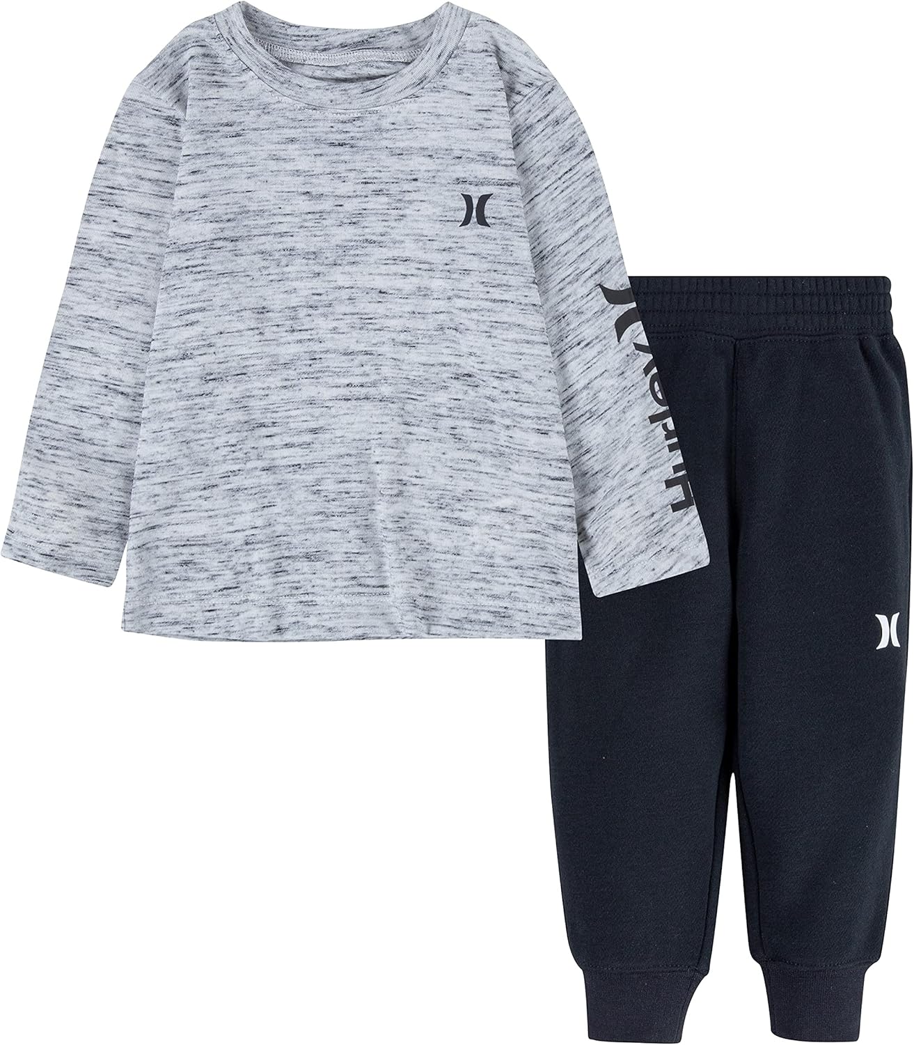 Hurley Boy's Long Sleeve Soft Basic Cloud Slub T-Shirt and Joggers 2-Piece Outfit Set