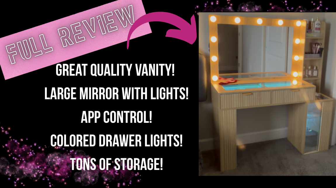 Luxury Vanity Desk With RGB Lighting and Smart Storage