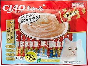 CIAO Churu Cat Treats, Seafood Variety Pack, 0.5 oz (14 g) x 40 Tubes