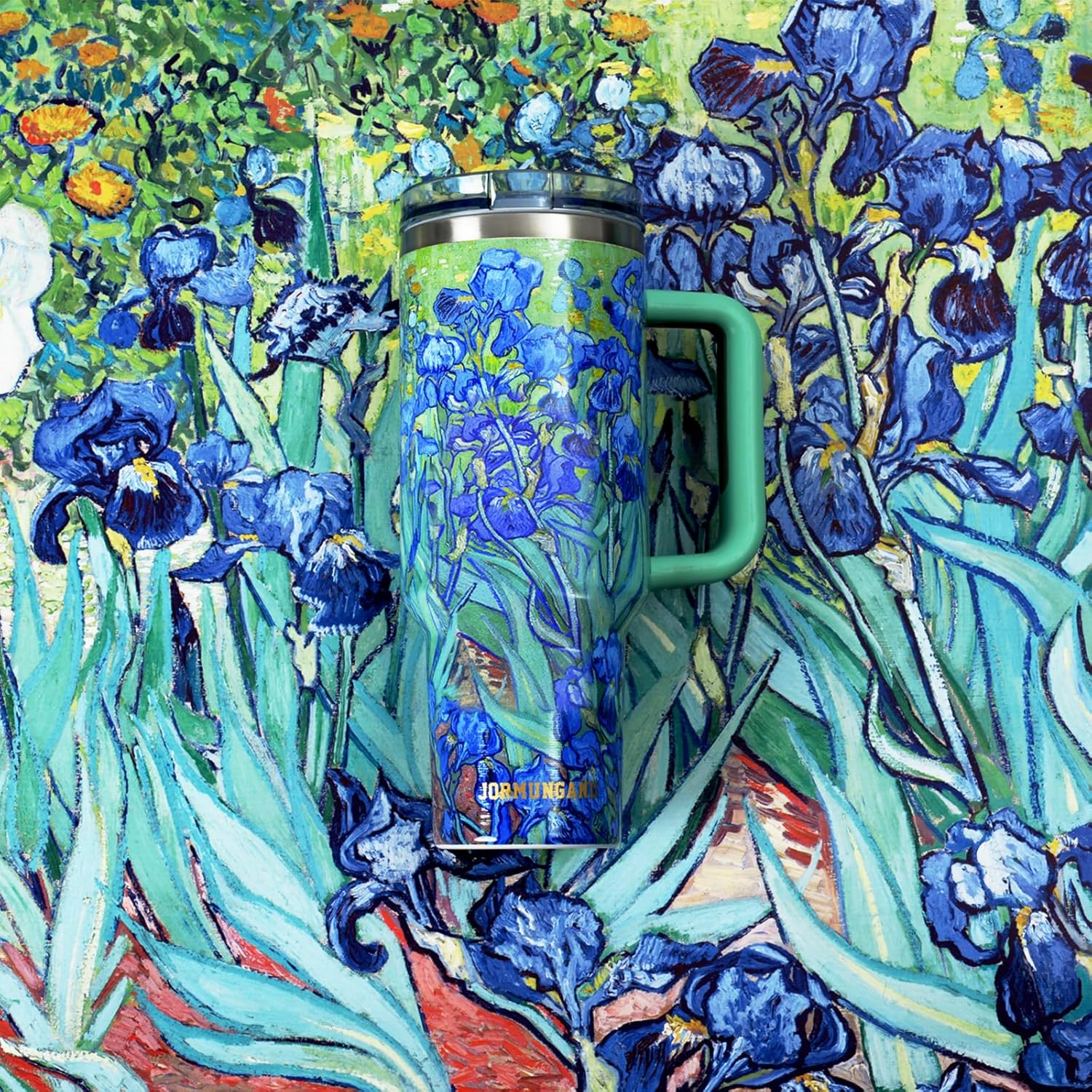 Jormungand 40 oz Tumbler with Handle and Straw Stainless Steel Vacuum Insulated Water Bottle for Hot or Cold Beverages Coffee Mug with Leak Proof Lid Gift for Women&Men Irises 2 - Image 3