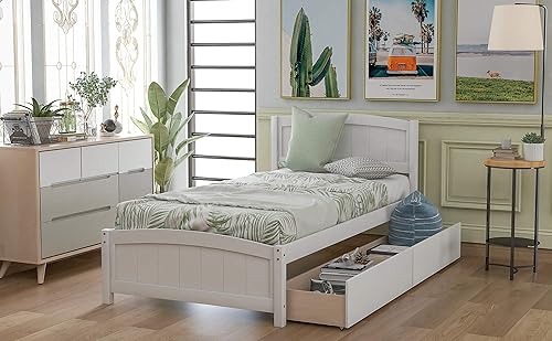 Miniatura 52 de Harper & Bright Designs Cama de almacenamiento individual, cama de plataforma de tamaño individual con 2 cajones, cama individual de madera con