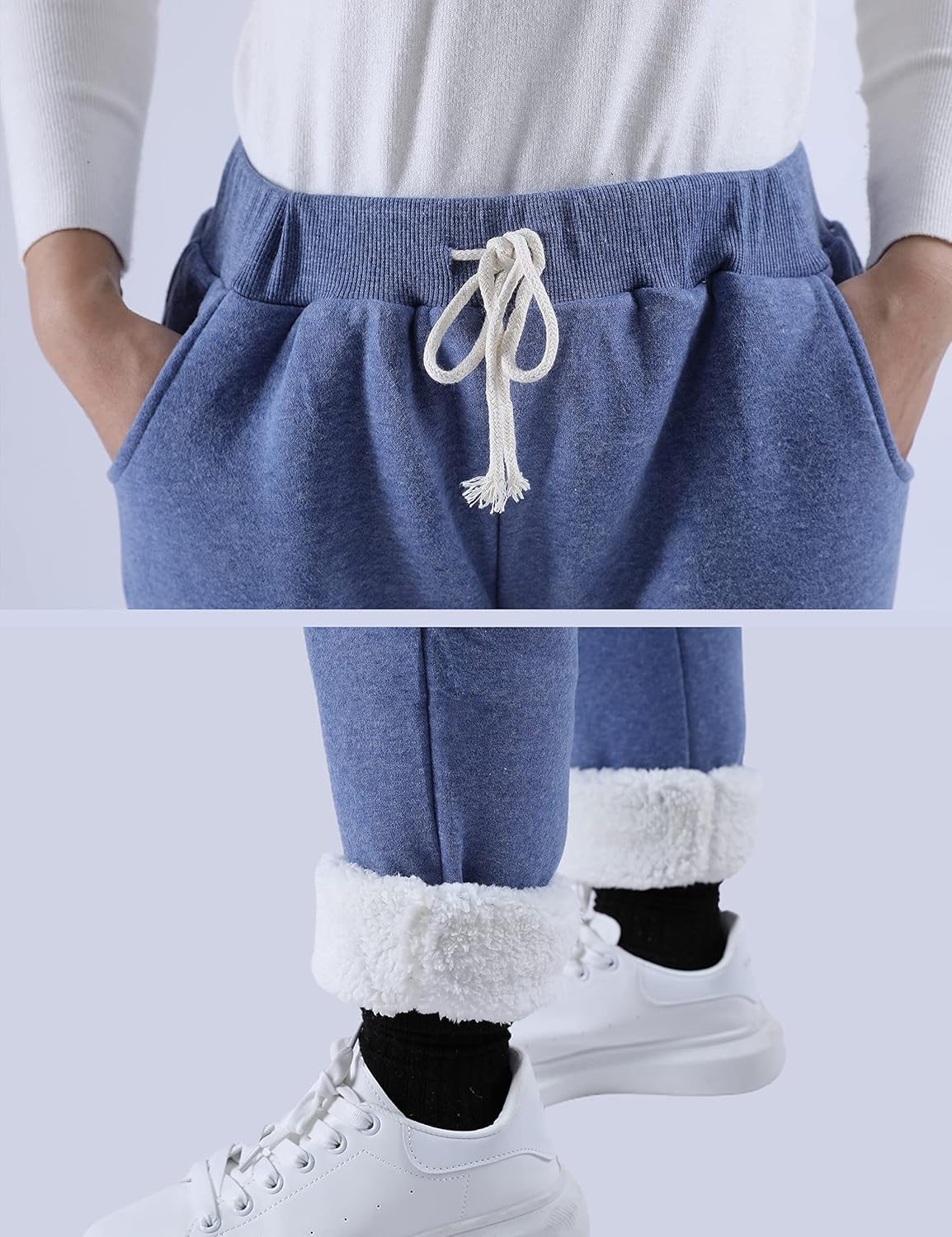 Yeokou Womens Sherpa Lined Sweatpants Winter Warm Fleece Joggers Casual Lounge Pants - Image 9