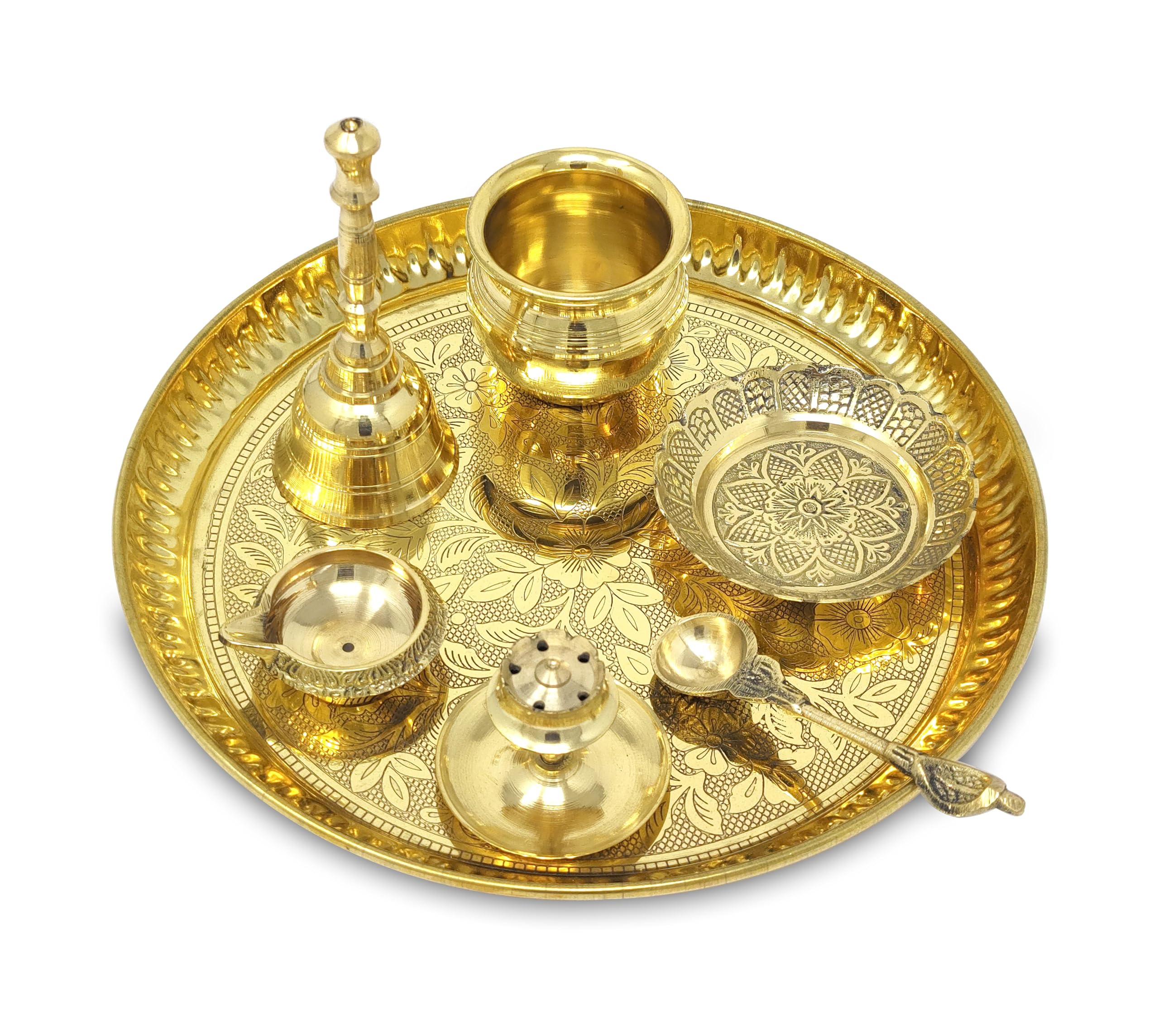 Brass Pooja Thali Set - Diwali & Wedding Gifts -4