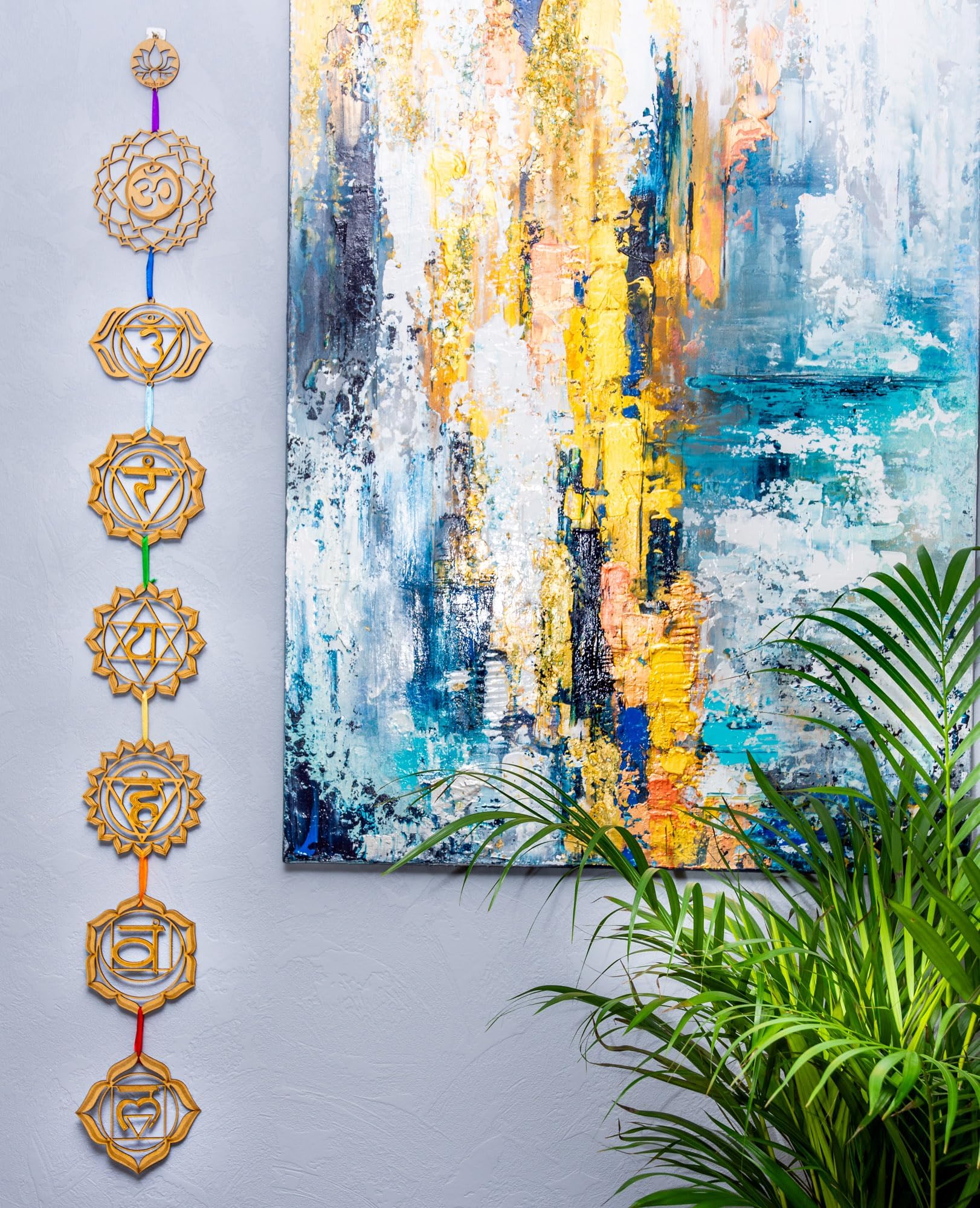 WICCSTAR Chakra Sign Wall Hanging Home Decor For Meditation. Yoga Wall Art Tapestry. Mandala Spiritual Ornaments For Bedroom, Living Room And Studio. 135mm Size.