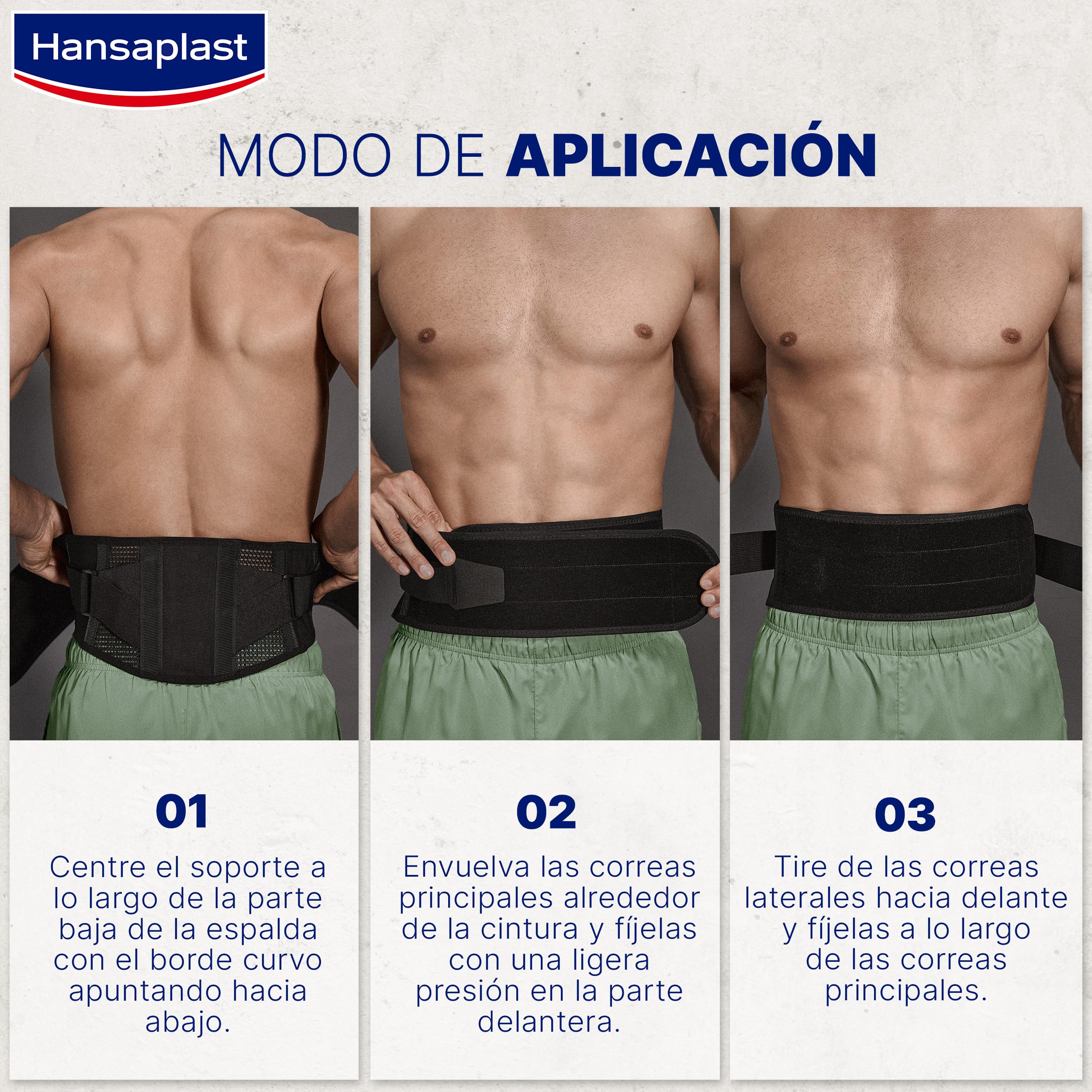 Hansaplast Soporte Protector de Espalda Ajustable, Apoyo y estabilidad, Faja negra para el alivio del dolor, Faja lumbar para sujeción adicional