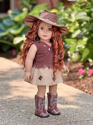 Miniatura 7 de - Vaquera - Conjunto de muñeca de 4 piezas de 18 pulgadas - Sombrero de vaquera, falda, parte superior y botas de vaquera - (Doll no incluido)