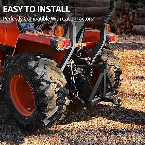 Miniatura 3 de YITAMOTOR Enganche de remolque receptor de 3 puntos de 2 pulgadas Categoría 1 Adaptador de barra de tracción de tractor resistente compatible con