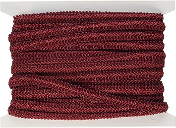 Trims by The Yard Alice Classic Woven Braid Trim, 1/2-Inch Versatile for Sewing, Washable Decorative Trim for Costumes, Home Decor, Upholstery, 20-Yard Cut, Burgundy