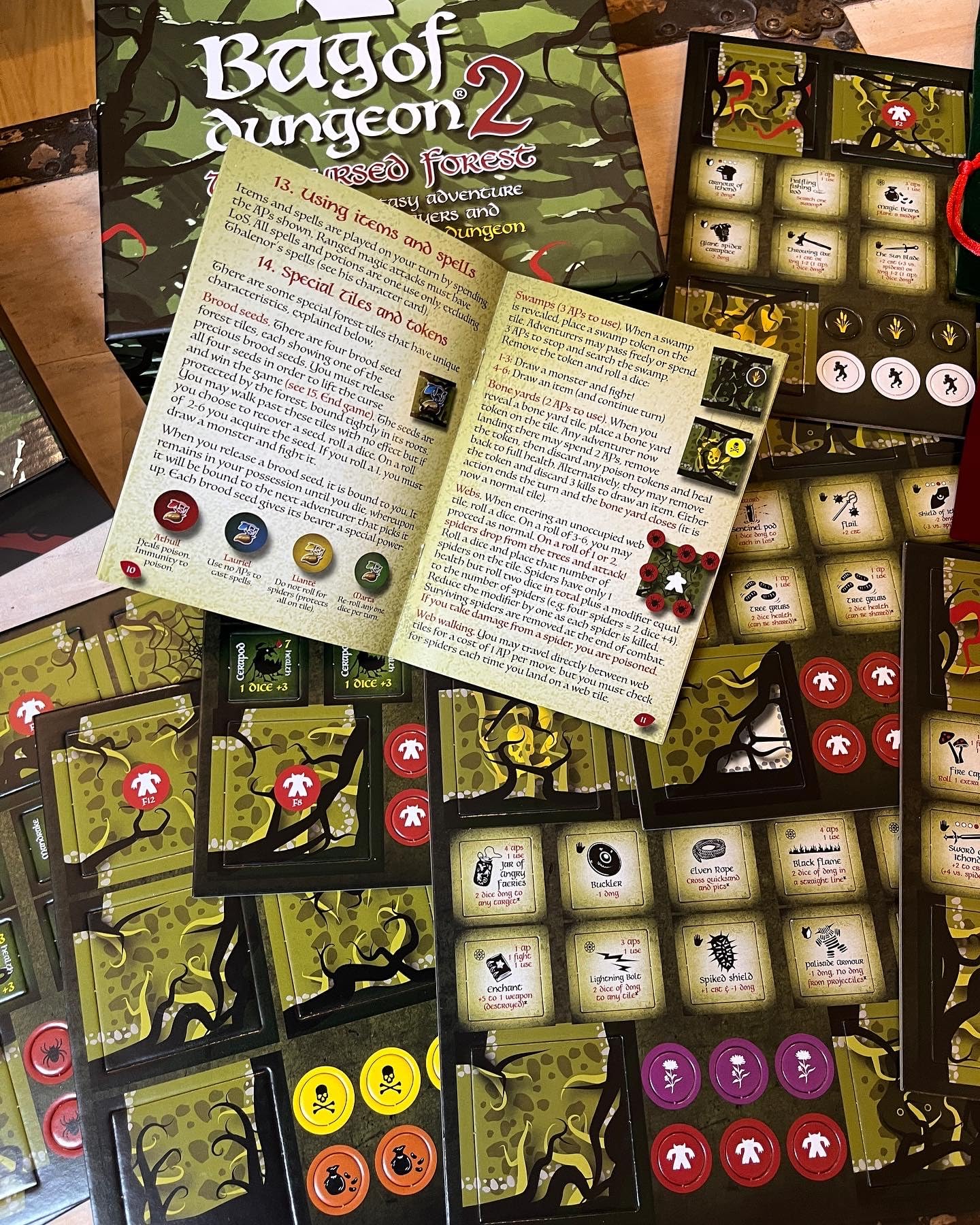 Bag of Dungeon 2: The Cursed Forest | Fantasy Adventure Board Game – Standalone or Expansion | Portable Dungeon Crawler RPG | 1–4 Players | Ages 7+ | Family & Solo Play | Dragon-Themed Tile Game