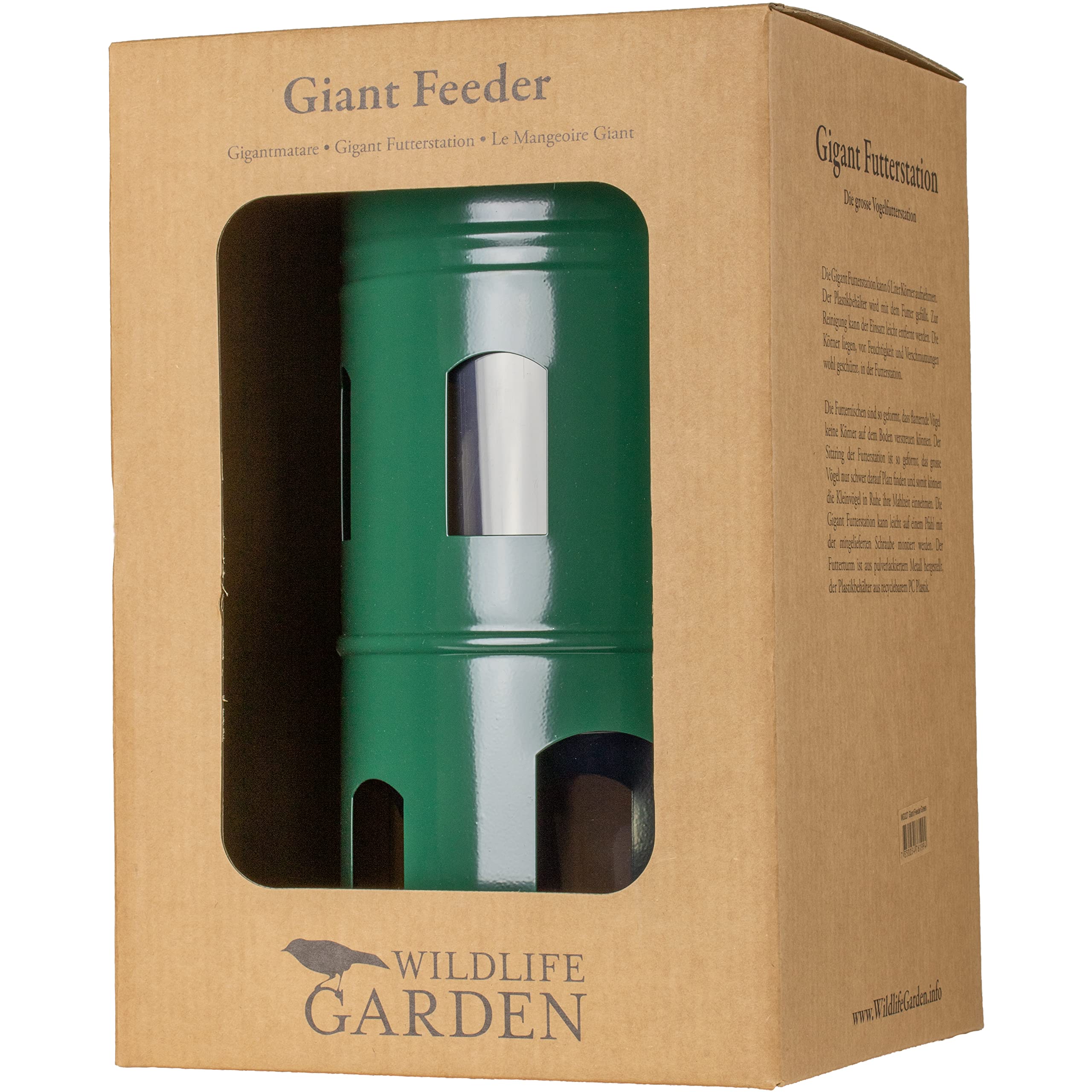 Wildlife Garden WG327 Gigant Futterstation Grün - Vogelfutterhaus aus Metall
