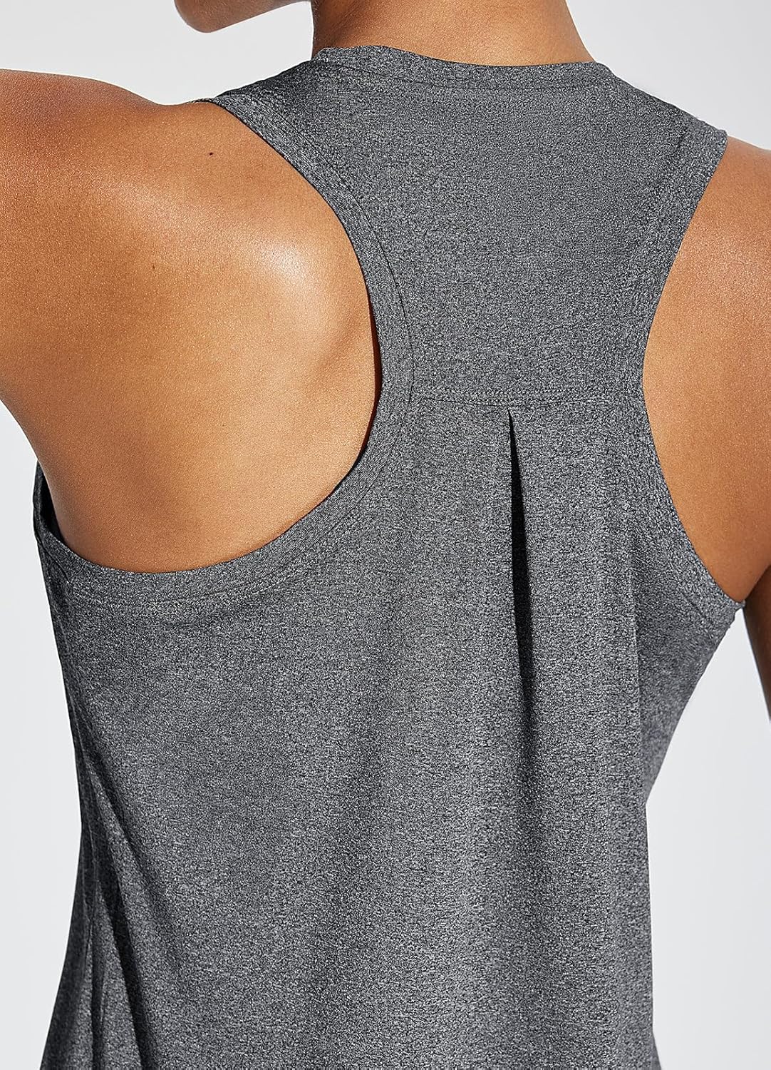 baleaf Women's Workout Tank Top Sleeveless Running Shirts Heather Blue&Grey L