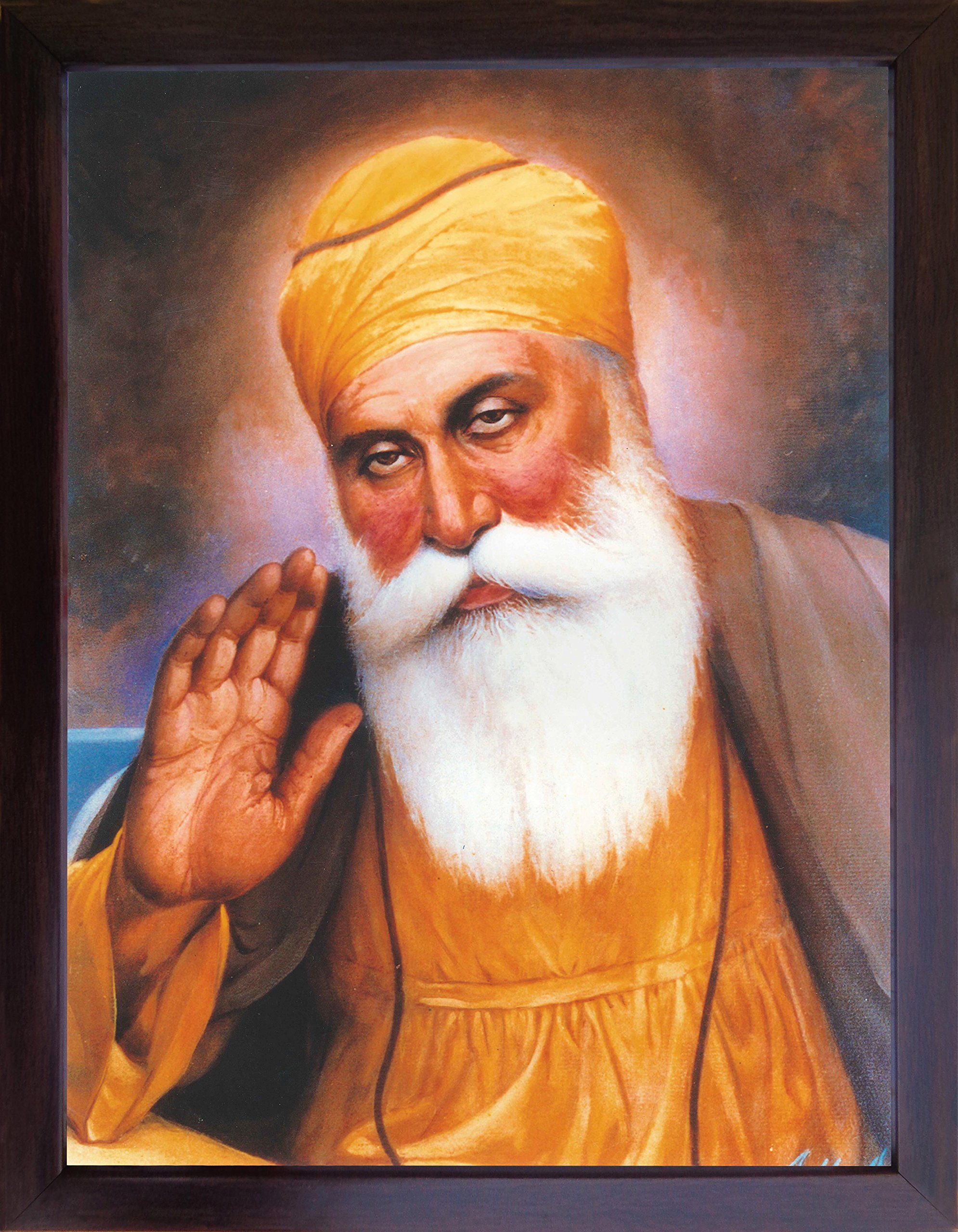 Buy Sikh Guru, Gurunank Dev ji giving blessing and wearing Mala, A