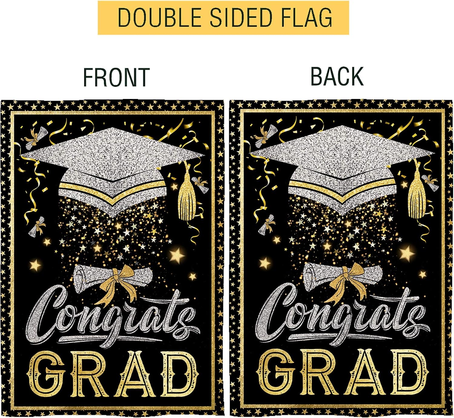 Bonsai Tree Congrats Grad Flags 28x40 Double Sided, Graduation Congratulations Burlap House Flag, Decorative Celebration Class of 2021 Diploma Cap Banners Signs Garden Decor Gifts