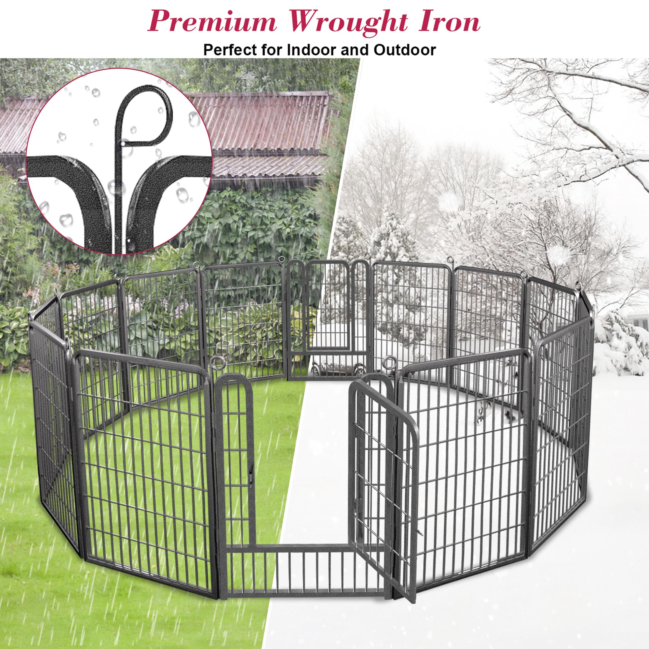 Hunde-Laufstall Aus Metall – 8 Paneele, 101 Cm Hoch, Für Garten, Wohnung Und Camping