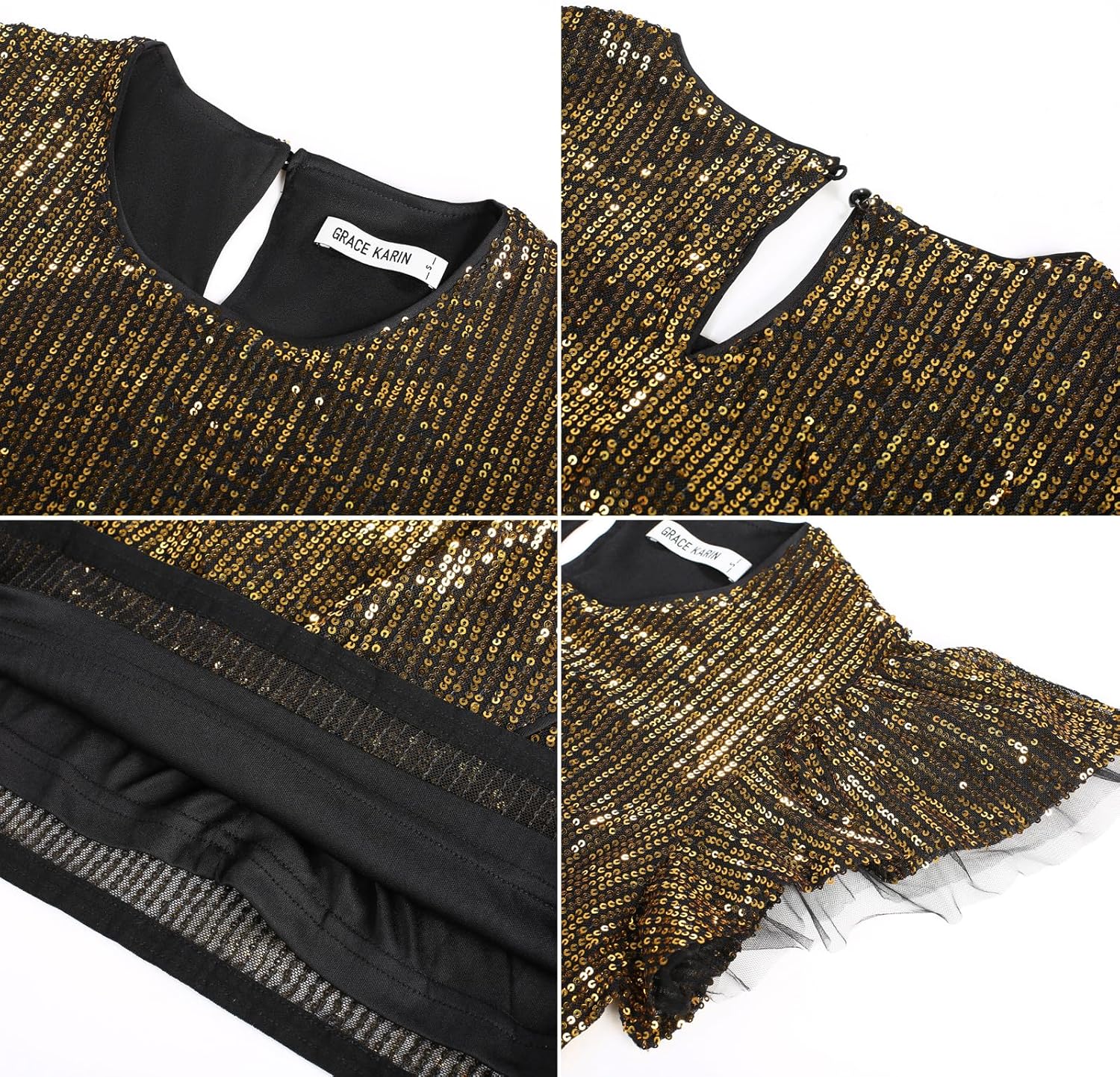 GRACE KARIN Women's Sparkly Sequin Dress Cap Sleeve Party Cocktail Holiday Dress Elegant Glitter Sparkly Dresses for Women - Image 4