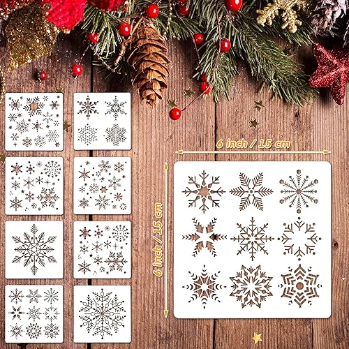 Miniatura 3 de 8 plantillas de copo de nieve de Navidad PET grandes plantillas de pintura de invierno reutilizables plantillas de vacaciones delicadas copos de