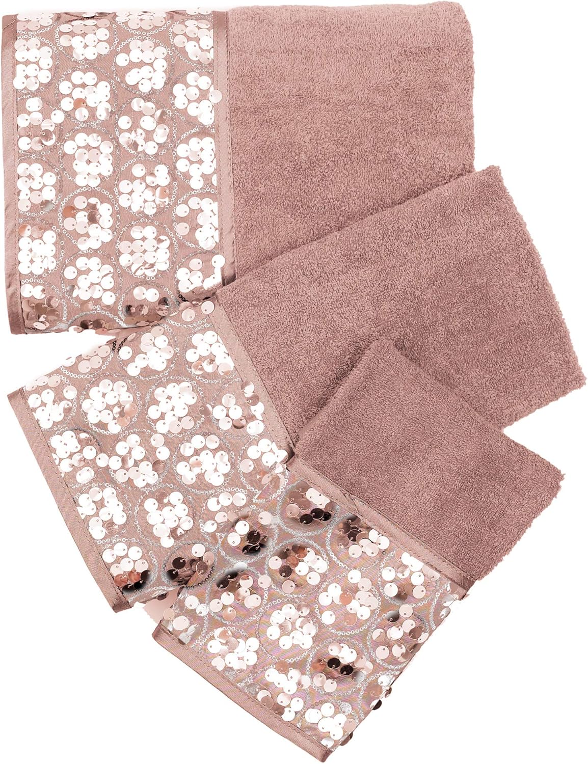 Popular Bath Accessories Sinatra Modern Bathroom, Hand Wash Luxury Contemporary Bling Mosaic Glass Blush Bath Soft Plush and Highly Absorbent, 3 Piece Towel Set 3 Unit