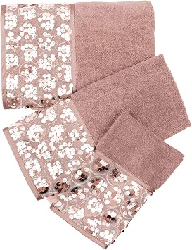 Popular Bath Accessories Sinatra Modern Bathroom, Hand Wash Luxury Contemporary Bling Mosaic Glass Blush Bath Soft Plush and Highly Absorbent, 3 Piece Towel Set 3 Unit