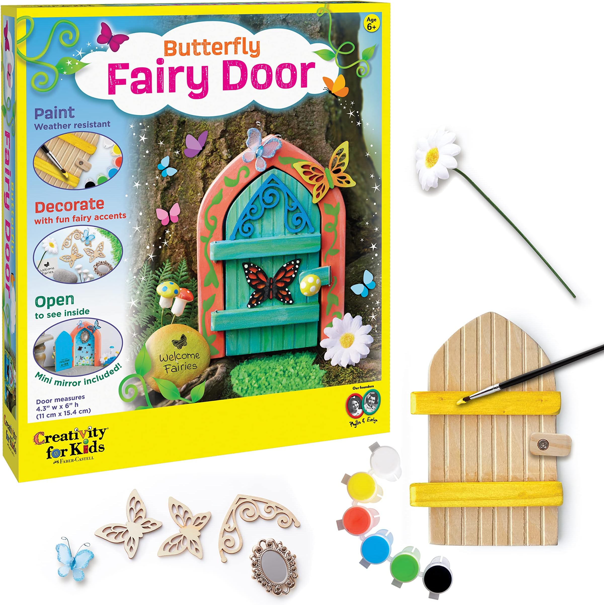 Creativity for Kids Butterfly Fairy Door Kit - Painting Arts and Crafts for Kids, Creative Gifts for Girls and Boys (Ages 6+)