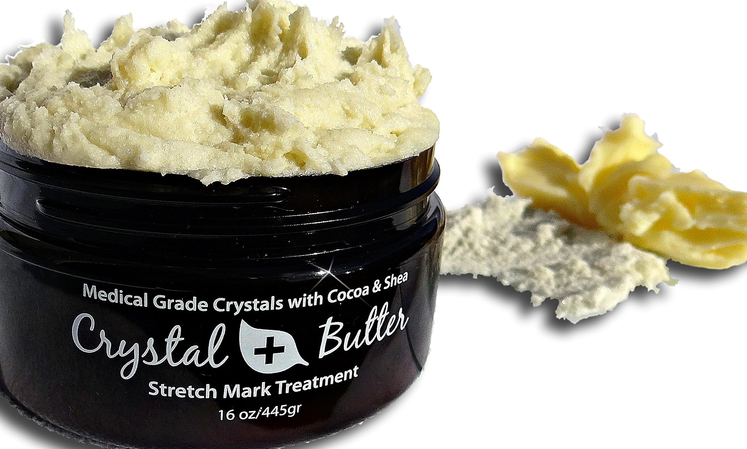 Best STRETCH MARK CRYSTAL BUTTER Scrub 1lb- medical grade microdermabrasion crystals mixed with Raw Cocoa Butter prevent and remove old stretch marks, exfoliate dead scars and stretch marks