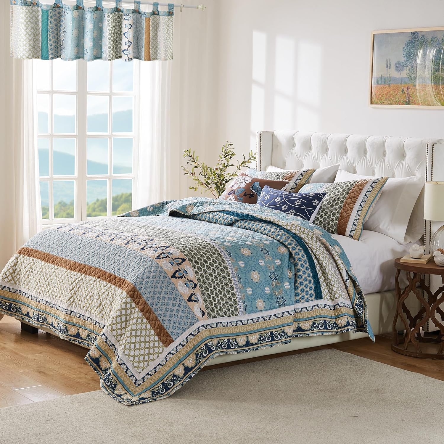 Greenland Home Thalia Quilted Bedding Set, 4-Piece Full/Queen, Blue, One Set