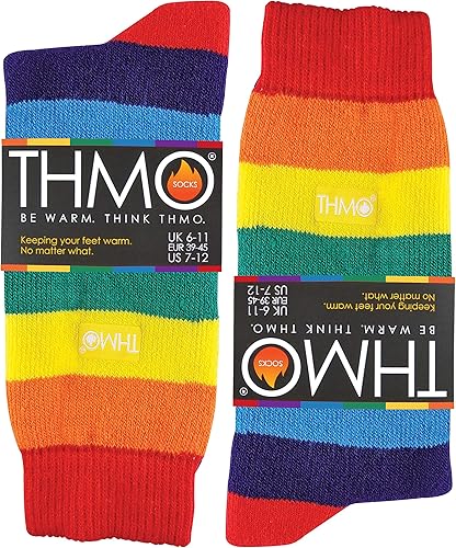 Miniatura 4 de THMO Calcetines térmicos a rayas arcoíris para hombre y mujer con pinzas antideslizantes