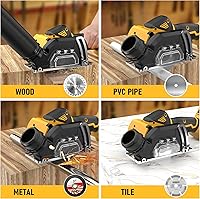 Vista 7 de Mini sierra circular de 3 pulgadas compatible con batería DeWalt de 20 V MAX (sin batería), herramienta de corte inalámbrico con motor sin