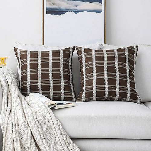 Home Brilliant - Juego de 2 fundas de cojín decorativas de encaje a rayas