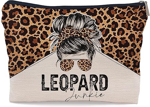 Ayxvt Retro Western Cowgirl - Gafas de sol de leopardo, bolsa de cosméticos decorativa para mujer, bolsa de maquillaje con cremallera, bolsa de aseo