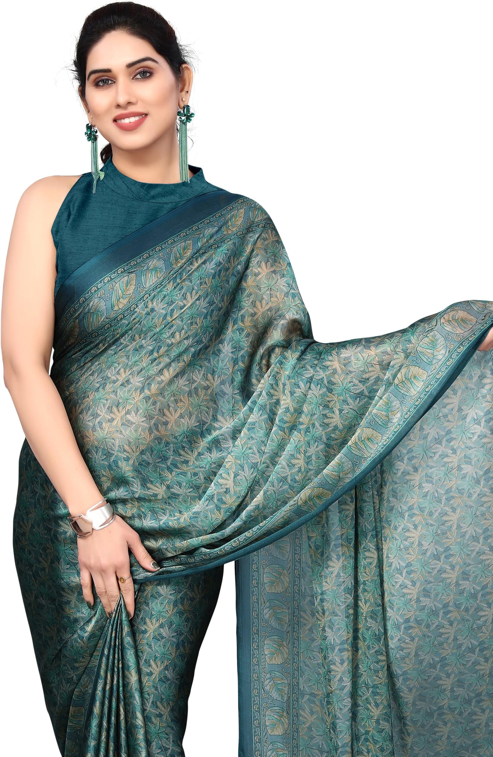 MIRCHI FASHION Women's Chiffon Floral Printed Saree with Blouse Piece