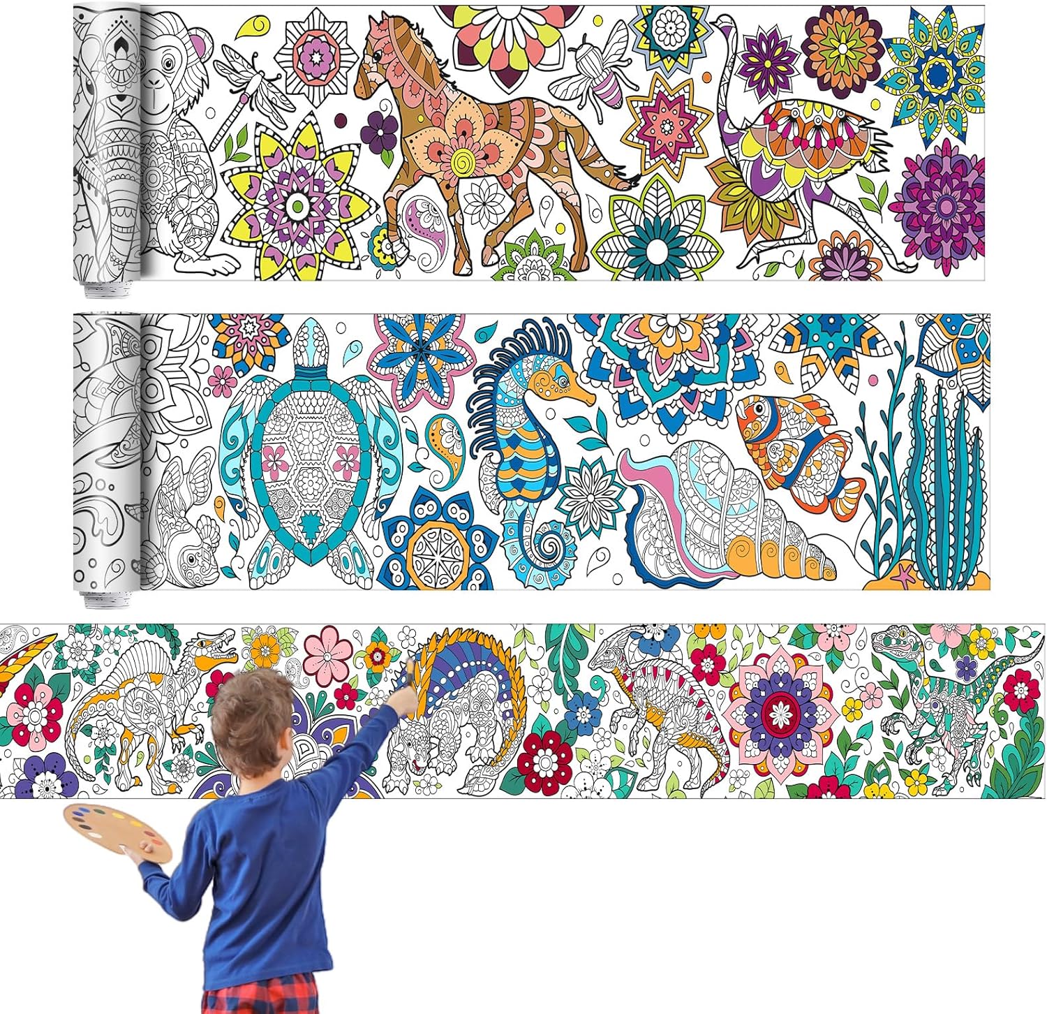 Amazon.com: Pasimy 3 Pieces Giant Coloring Posters 11.8 x 118 Inch ...