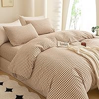 Vista 106 de ECOCOTT Juego de funda de edredón de 3 piezas, 100% algodón lavado, duradero, suave y cómodo, con cierre de cremallera, sin edredón, tamaño King