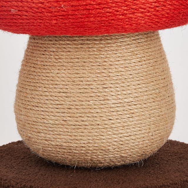 Foto 5 de 8 de Rascador para Gatos con Forma de Seta, Corda de Juta Rojo/Natural, Catnip Dentro, fácil de Montar