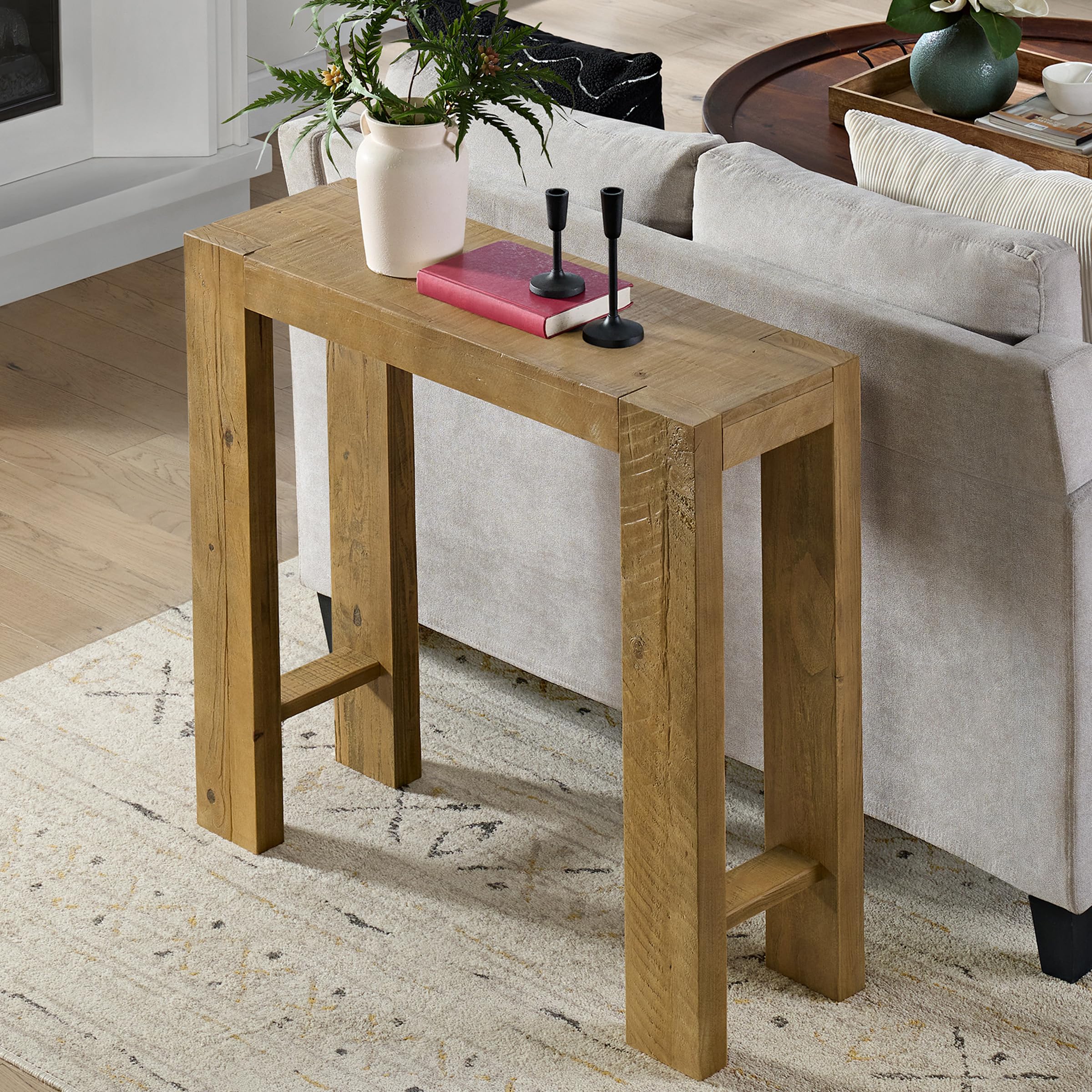 Alaterre Furniture Classic Solid Wood Console Table - 36 Inch Modern Farmhouse Small Entryway Table - Easy Assembly Living Room Furniture for Behind