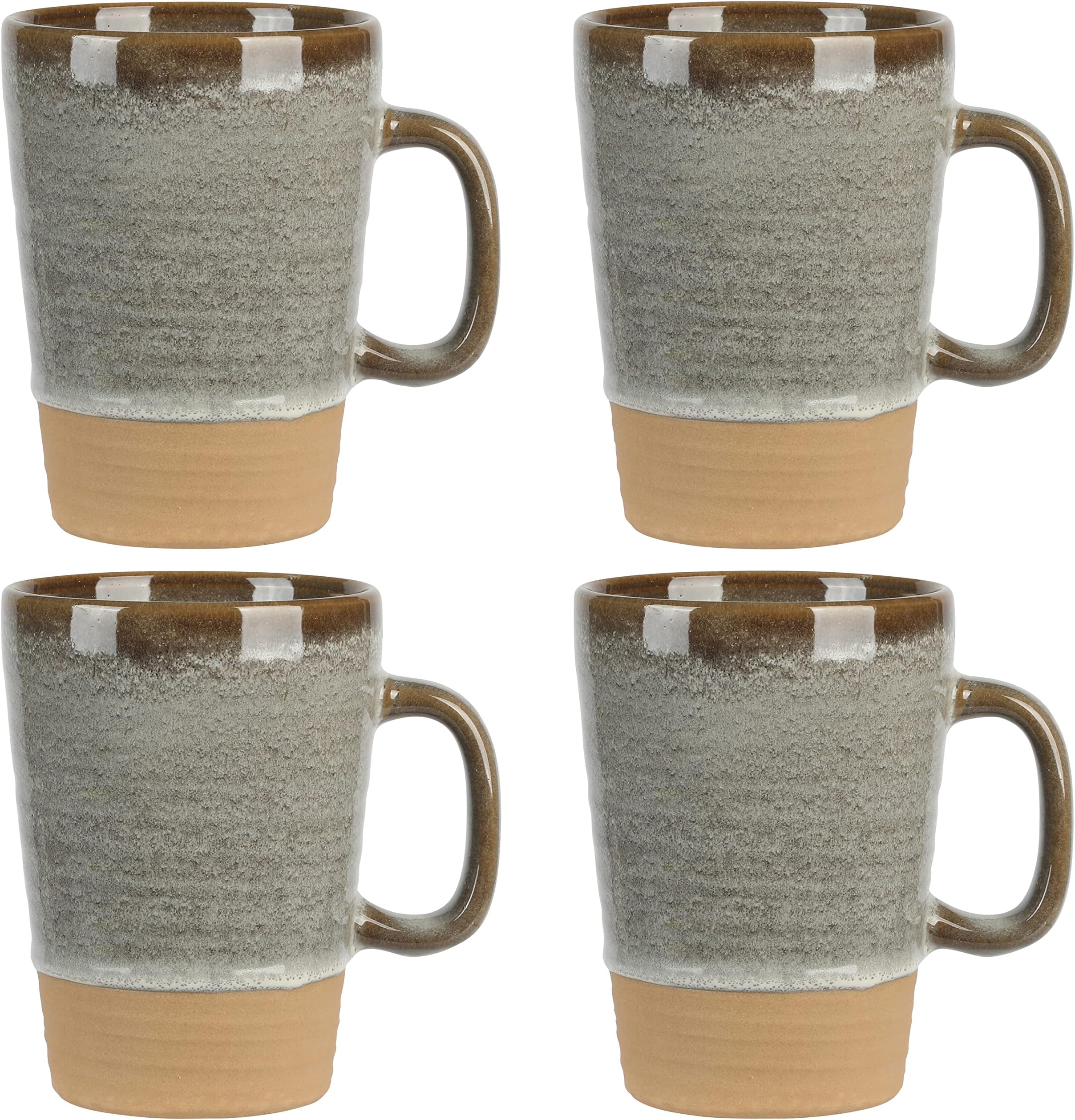 Gibson Elite 4 Pack Dreamweaver Terracotta Reactive 17 OZ Mug Set - Earthy Brown