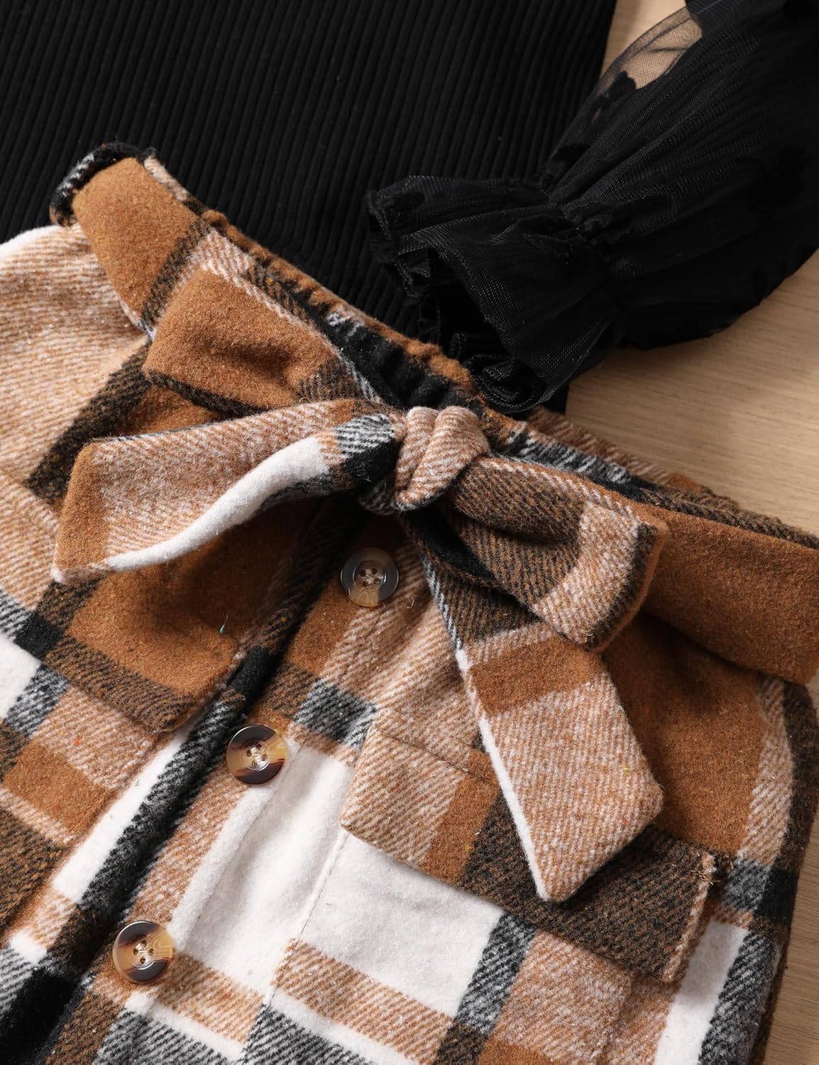 Toddler Girl Clothes Girls Outfits Flare-lace Sleeve Top and Plaid Skirt Dress Fall Winter 2Pcs Girls Clothes 5-12T - Image 5