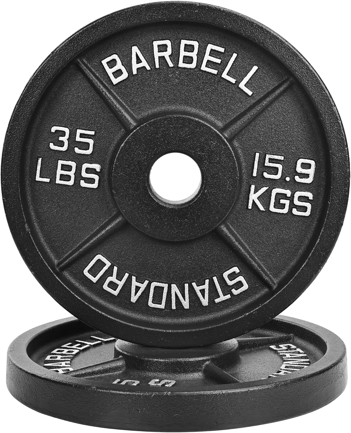 Fitvids Placa olímpica de hierro fundido de 2 pulgadas para entrenamiento de fuerza y levantamiento de pesas, varios tamaños