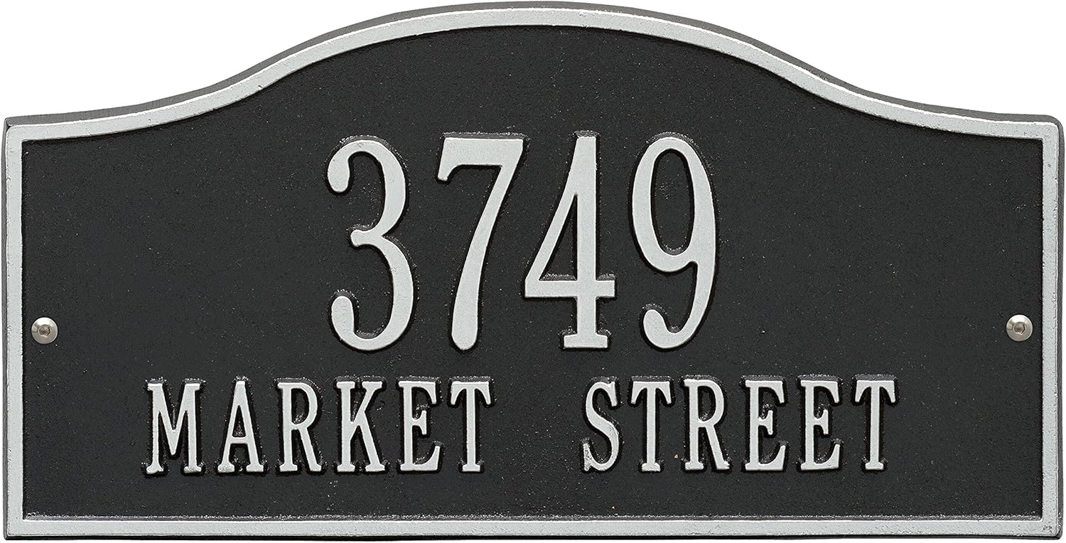 Whitehall Rolling Hills Address Plaque – Personalized Cast Metal House Number Sign, Standard Two Lines Wall Plate – Ideal for Home, Mailbox, Street, Driveway, & Lawn – 11 Colors Available, 15"Lx7.5"W