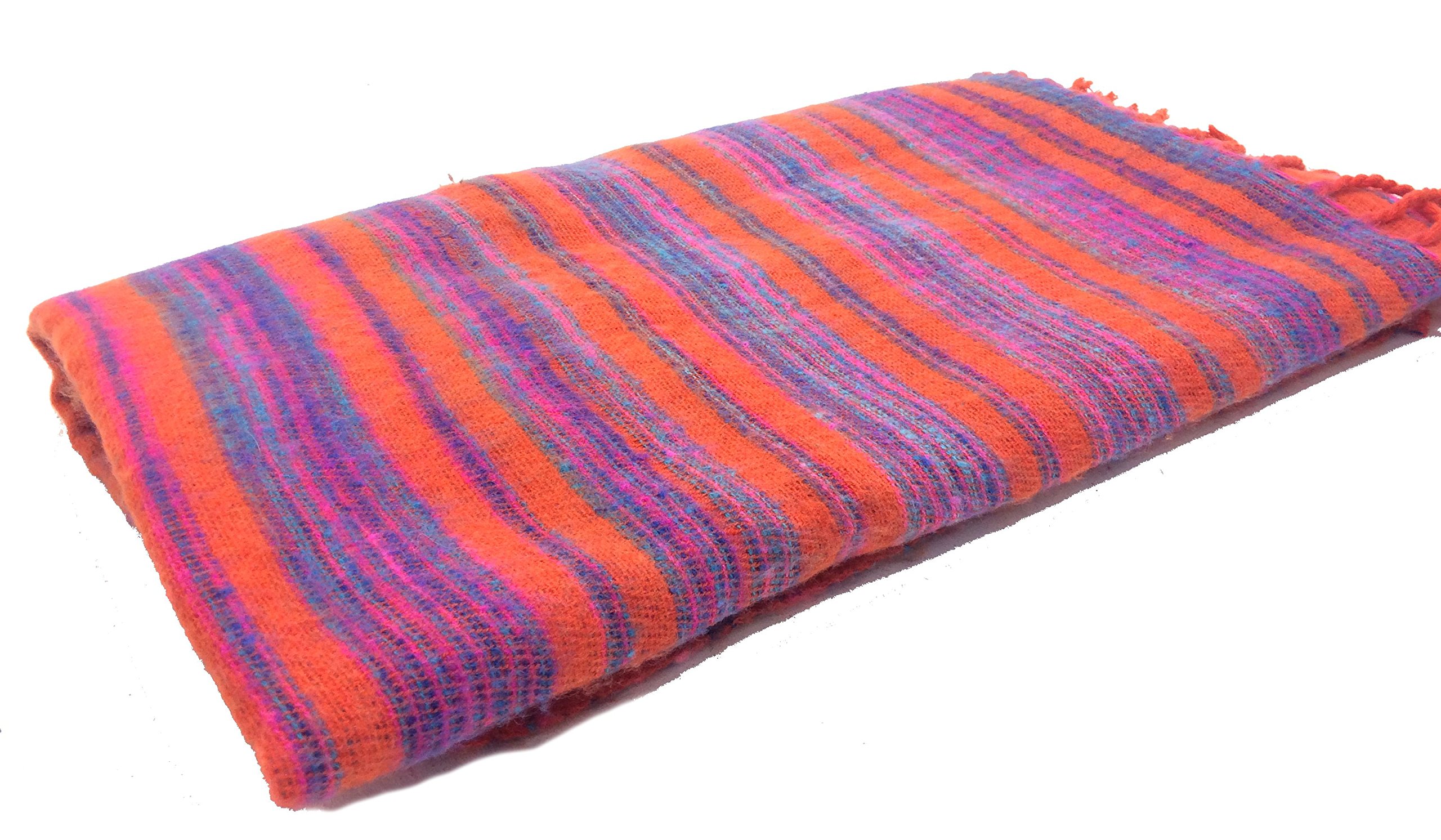 Terrapin Trading Orange Ltd Tibetan Yak Wool Shawl Hippy Cosy Festival Travel Camping Blanket N383
